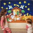 Batiyeer 31 Pcs Nativity Felt Set for Toddlers Kids Birth of Jesus Felt Figures Interactive Story Board Pieces Baptism Communion Church Faith Catholic Christian Activity Santa Xmas Christmas(Classic)