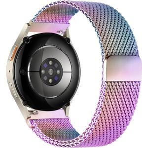 Milanese Loop Metal Strap for Samsung Galaxy Watch 7 6 5 4 Fe/6 4 Classic Band 40mm 44mm/43mm 47mm/42mm 46mm Women Men,20mm Quick Release Magnetic Mesh Band for Garmin Vivoactive 5 3/Venu Sq/Sq 2 (Rainbow)