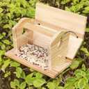 STARSWR Bluebird Feeder Outside,Mealworm Bird Feeder for Outdoors Squirrel Proof Hanging Birdhouse Feeder Wooden Bird House Feeder for CardinalFinch