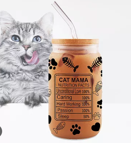 Cat Mom Sipper Glass, 16oz