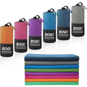 BOGI Microfiber Travel Sports Towel-Quick Dry, Soft Lightweight, Absorbent, Compact for Camping, Gym, Yoga, Swimming, Backpacking (L:60''x30''+16''x16'' - Grey)