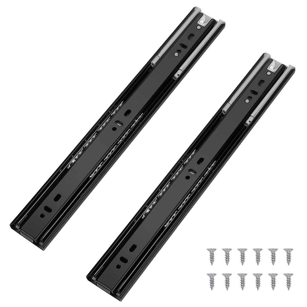 Probrico 6 Pairs 22 Inch Soft Close Drawer Slides, Ball Bearing Full Extension Dresser Slides, Side Mount Heavy Duty Black Drawer Slides Glides