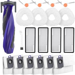 20 Pcs Accessories kit for NARWAL Freo X10 Pro Robot Vacuum, 1 Main Brush, 6 Dust Bags, 4 Hepa Filters, 4 Mop Pads, 4 Side Brushes, 1 Clean Tool, Replacement Parts with Narwal Freo X10 Pro