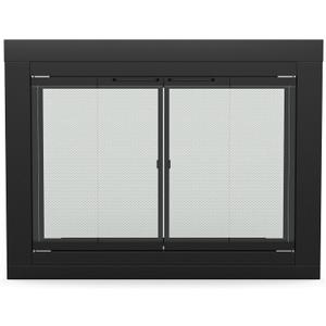 Stanbroil Fireplace Glass Bi-fold Style Door, Black Finish, Large, Decorative Fireplace Screen Door for Fireplace Accessories