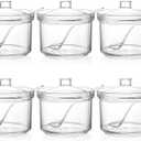 ZEAYEA Set of 6 Clear Acrylic Sugar Bowl, 14 oz Seasoning Box Condiment Pots with Spoon and Lid, Sugar Spice Salt Canister for Home Kitchen, Coffee Bar, Restaurant