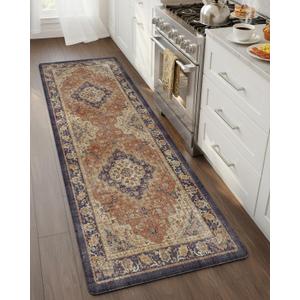 Color&Geometry Anti Fatigue Kitchen Mats for Floor 24x59, Vintage Decor, Easy Clean, Waterproof & Oil Proof, 0.4" Thick Cushioned, Non-Slip Kitchen Runner Rug for Sink, Laundry, Office, Warm Coral