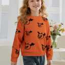 Cubear Girls' Knit Pattern Pullover Sweaters Crewneck Long Sleeve Fall Casual Tops, Size 5-14 Years (Orange)