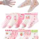 Toddler Baby Girl Lace Mesh Crew Socks, Princess Mary Jane Dress Socks, 10 Pairs (3-5T, Style4)