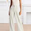 Womens Wide Leg Pants High Waisted Business Casual Summer Dress Pants Palazzo Long Work Trousers with Pockets (White, M)