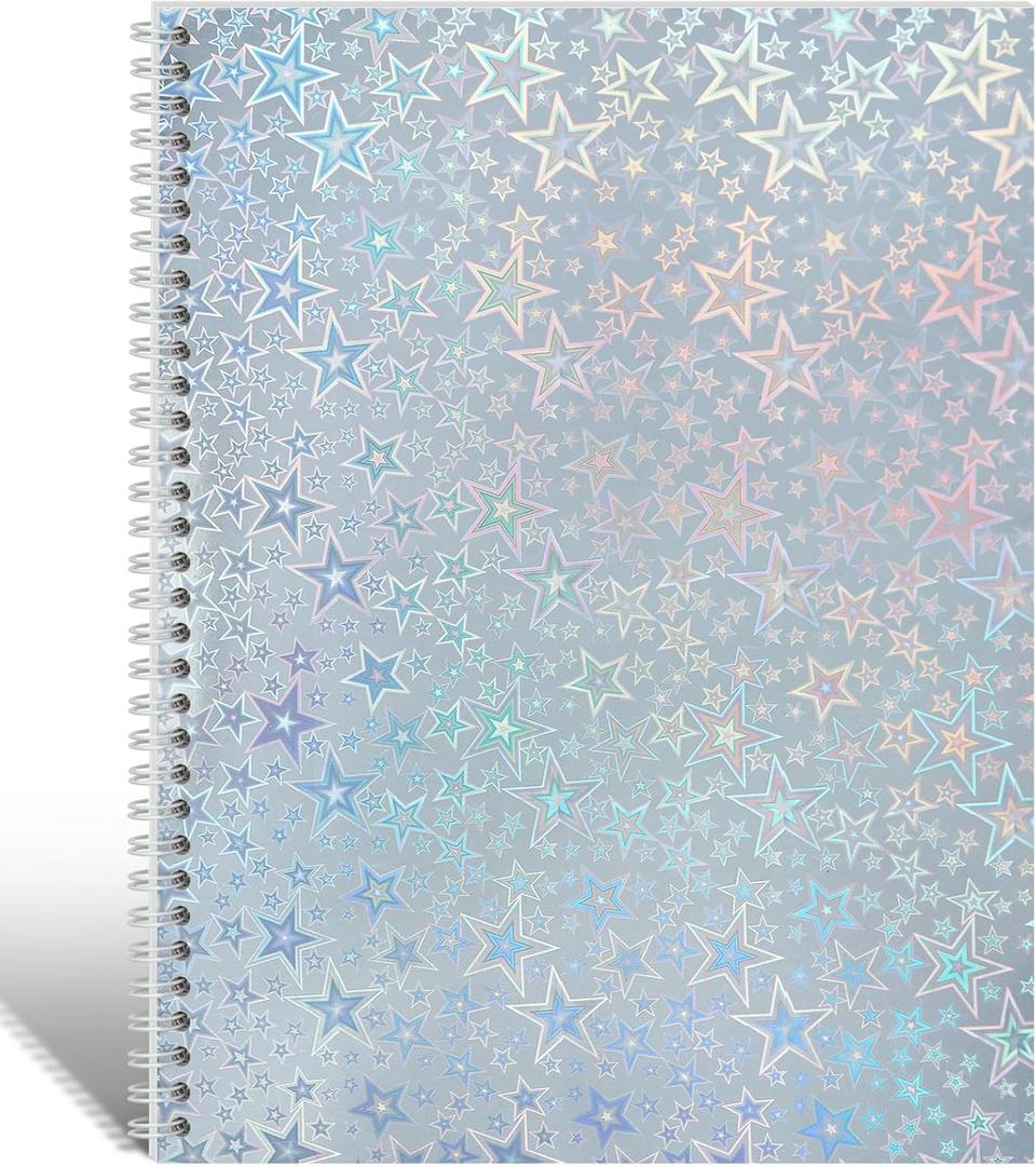 Large Reusable Sticker Book Collecting Album 8.511 Inch Sticker Storage Collection Organizer Book for Adult with 40 Sheets Letter Size Blank Release Paper and Holographic Cover, Star