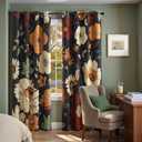 jinchan Lora Floral Curtains for Bedroom Blackout Drapes for Living Room Darkening Fabric Vintage Black Boho Flower Pattern Fall Decor Window Curtains 90 Inches Length 2 Panels with Grommet