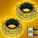 2 Pack Christmas Lights Outdoor, Total 200FT 600LED String Lights for Outside Waterproof with 8 Modes, Warm White Fairy Twinkle Lights Green Wire for Indoor Room Patio Garden Party Holiday Decorations