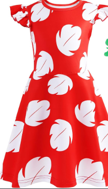 Little Girls Hawaiian Costume Dress With Luau Flower Leis Accessories Flower Hair Clip(8-9Years/140cm,red)