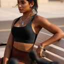 RUNNING GIRL Sports Bras for Women,Y-Back Medium Support Workout Sports Bra Padded Racerback Supportive Bras Push up (Black, L)