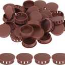 MECCANIXITY 32PCS 35mm(1 3/8") Red-Brown Plastic Hole Plugs, Flush Type Panel Hole Plugs Insert End Caps for Locking Hole Tubes Furniture Cabinet