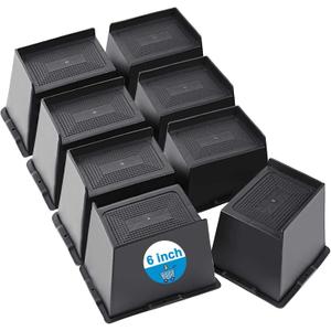 Bed Risers 2 inch, 3 inch, 4 inch, 5 inch, 6 inch Heavy Duty, Oversized Furniture Riser for Couch Sofa Table Desk Chair Recliner Leg Frame Dorm, Support up to 6000 Lbs (Black 6 inch, 8 Pack)
