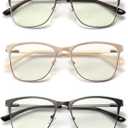 Metal Blue Light Blocking Reading Glasses Oversized Readers for Women Big Head/Large Face Cheaters, +1.75