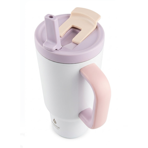 Manna Stainless Steel Double Wall Insulated Tumbler with Smart Seal Dual Sip Lid and Straw Linen Powder Coat