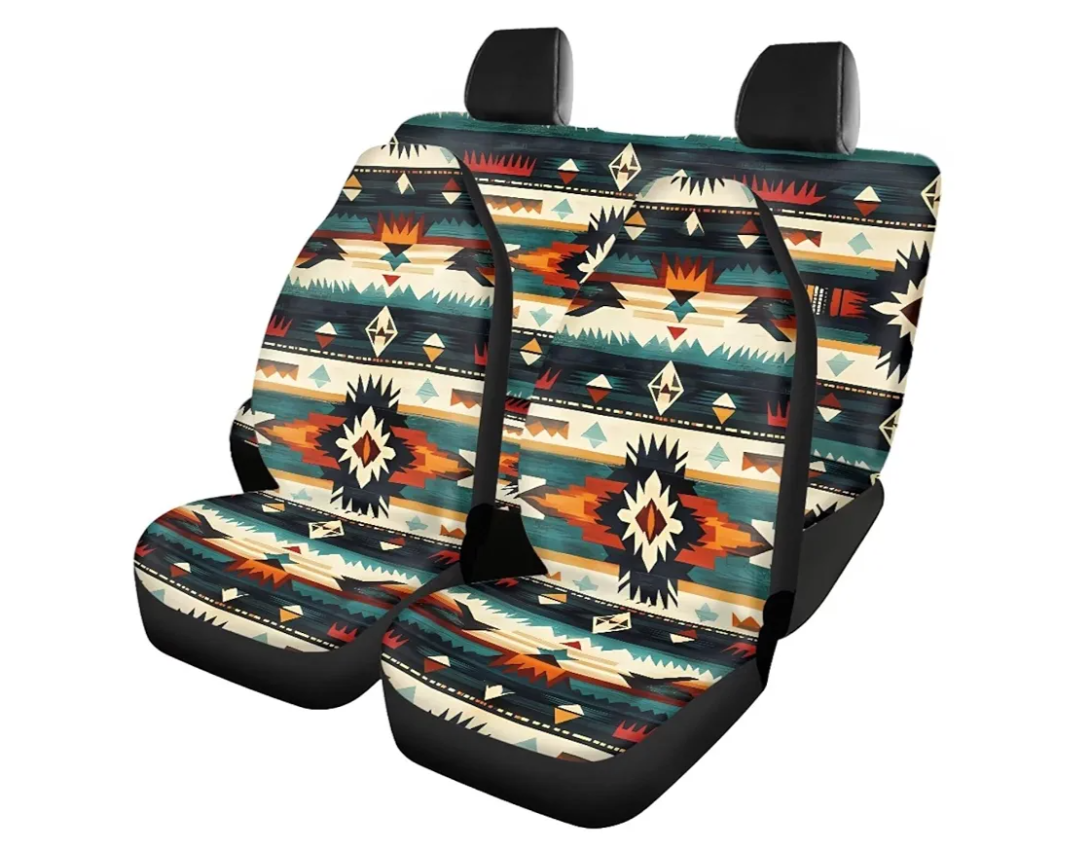 Dreaweet Aztec Car Seat Covers Full Set 4 Pack Southwestern Navajo Tribal Geometric Front Seat Covers with Back Seat Cover for Car SUV Trucks Universal Vehicle Seat Cover Car Seat Protector