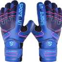 Sportout Youth&Adult Goalie Goalkeeper Gloves,Strong Grip for The Toughest Saves, with Finger Protect & 4+3MM Latex to Give Splendid Protection to Prevent Injuries,4 Colors (5, Dark Blue)