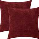 Burgundy Red Throw Pillows Covers 18x18 Inch for Couch Sofa Bed Living Room, Chenille Soft Comfy Solid Decorative Throw Pillows Cases Set Cushion Cover Pack of 2