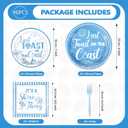 96Pcs Last Toast on The Coast Bachelorette Decorations Blue Beach Bachelorette Plates and Napkins Set Summer Coastal Seashells Party Decoration for Bridal Wedding Girl Birthday Party Supplies Serve 24