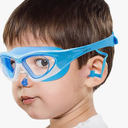 Vvinca Kids Swim Goggles for Kids 3-12, 2024 Upgraded Design with Ear&Nose Plug, Wide View Anit-Fog No Leak Water Pool Goggle (Blue)