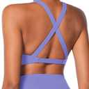 Sunzel Women's Sports Bra Criss Cross Back Yoga Crop Top with Removable Pads Double Lined V Neck Wirefree Padded Workout Bra (Small, Periwinkle)