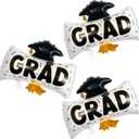 Graduation Diploma, Cap, and Hat Balloons - Congrats Grad Foil Balloon for Party Decorations Supplies 3Pcs