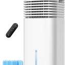 CENSTECH 4-IN-1 Portable Air Conditioners, Evaporative Air Cooler w/4 Modes & 3 Speeds, 15H Timer for Smart Auto-off, 2-Gal Tank for 20H Cooling,17FT Remote,No Hose Needed,120°Oscillating Swamp Cooler