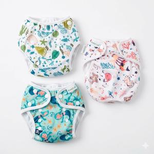 Babygoal Baby & Toddler Girl and Boy Swim Diapers, Reusable Adjustable Washable One Size Fits 6M-3T Gifts and Swimming Lessons 3 Pack 3ZSD12