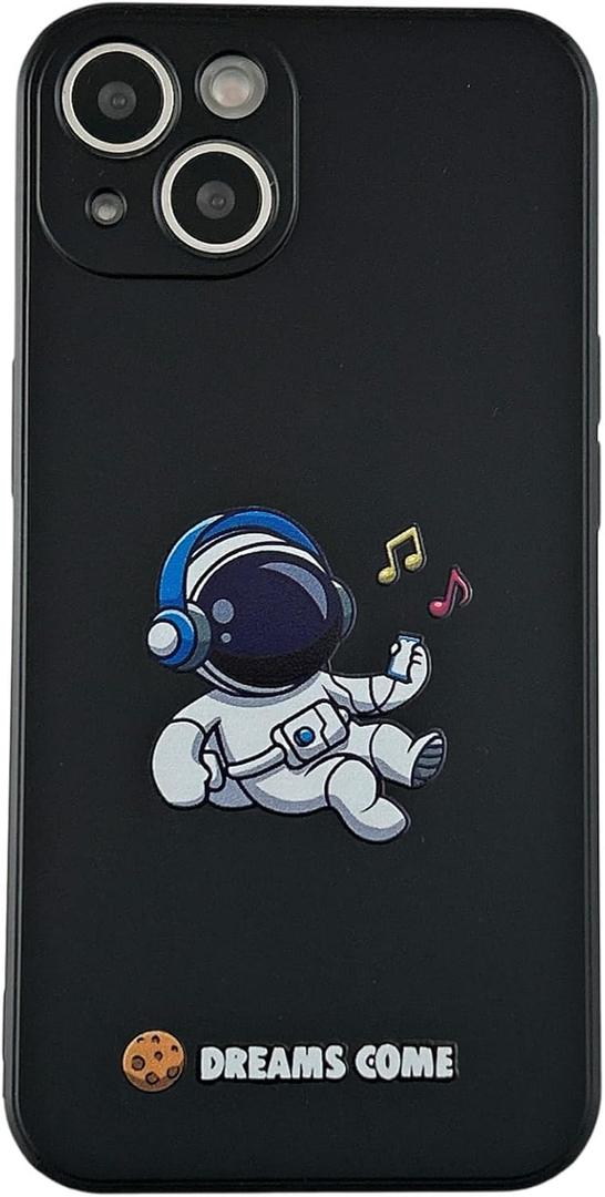 3 x Yonds Queen for iPhone 13 Cute Case, Cool Cartoon Astronaut Space Planet Rocket Design Stylish Bumper Cover Soft TPU Protective Anti-Slip Shockproof Fashion Case(iPhone 13, Earphone Music)