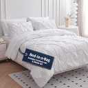 LANE LINEN King Comforter Set – 7 Piece Pintuck Bed in a Bag - Down Alternative Bedding with Comforter, Sheets, Pillowcases & Shams - Ultra Soft, Hotel Quality Cloud Like Comfort Everyday Use – Ivory