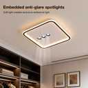 Shine LUEST Square Diamond LED Ceiling Light with 3 Adjustable Spotlights, Dimmable Flush Mount Lighting Fixture, Black & White for Bedroom Living Room Kitchen Hallway