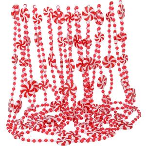 48 feet Christmas Candy Garland Plastic Bead Garland Xmas Holiday Candy Cane Decor for Christmas Tree Wreaths Decorations