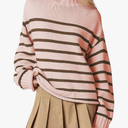 Oversized Sweaters for Women Roll High Neck Hem Long Sleeve Soft Chunky Cable Knit Striped Pullover Tops Outerwear L