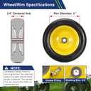 MaxAuto 11x4.00-5 Lawn Mower Tires, 11x4-5 wheel and tire, 11x4x5 Front Smooth Flat Free Tire Assembly Compatible with John Deere/Cub Cadet, 3.4"-5" Centered Hub 3/4" Bushings, 2 Pack