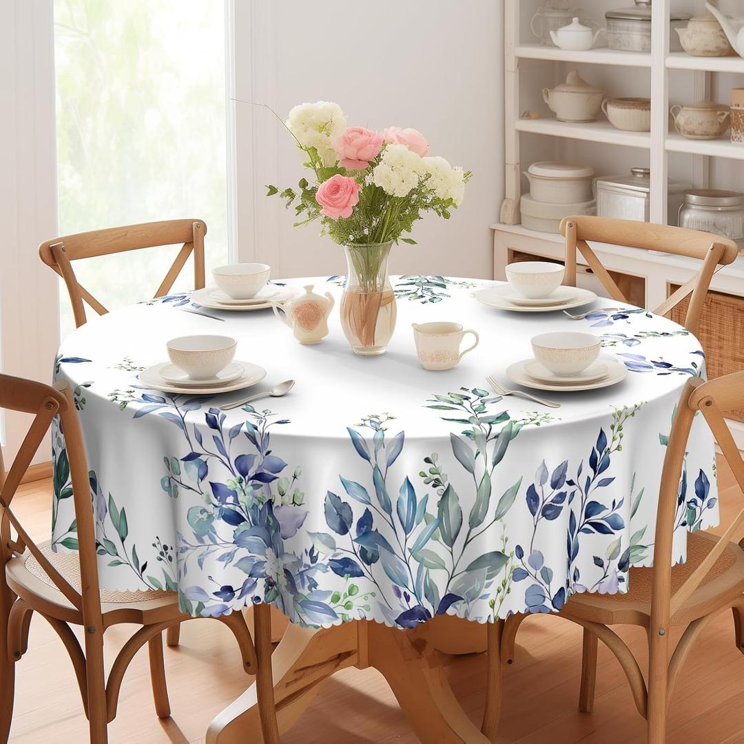 Eikione Kitchen Tablecloth 60 inch Round Boho Tablecloths Polyester Table Cloth for Party Restaurant Banquet Dining Buffet Table Picnic Decorations