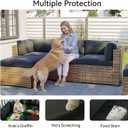 Aoxun 11pcs Patio Cushion Covers Replacement, Waterproof Outdoor Furniture Cushion Covers with Zipper and Non-Slip Bottom, Patio Sofa Couch 3 Sizes for Patio Sectional, Covers Only (Black)