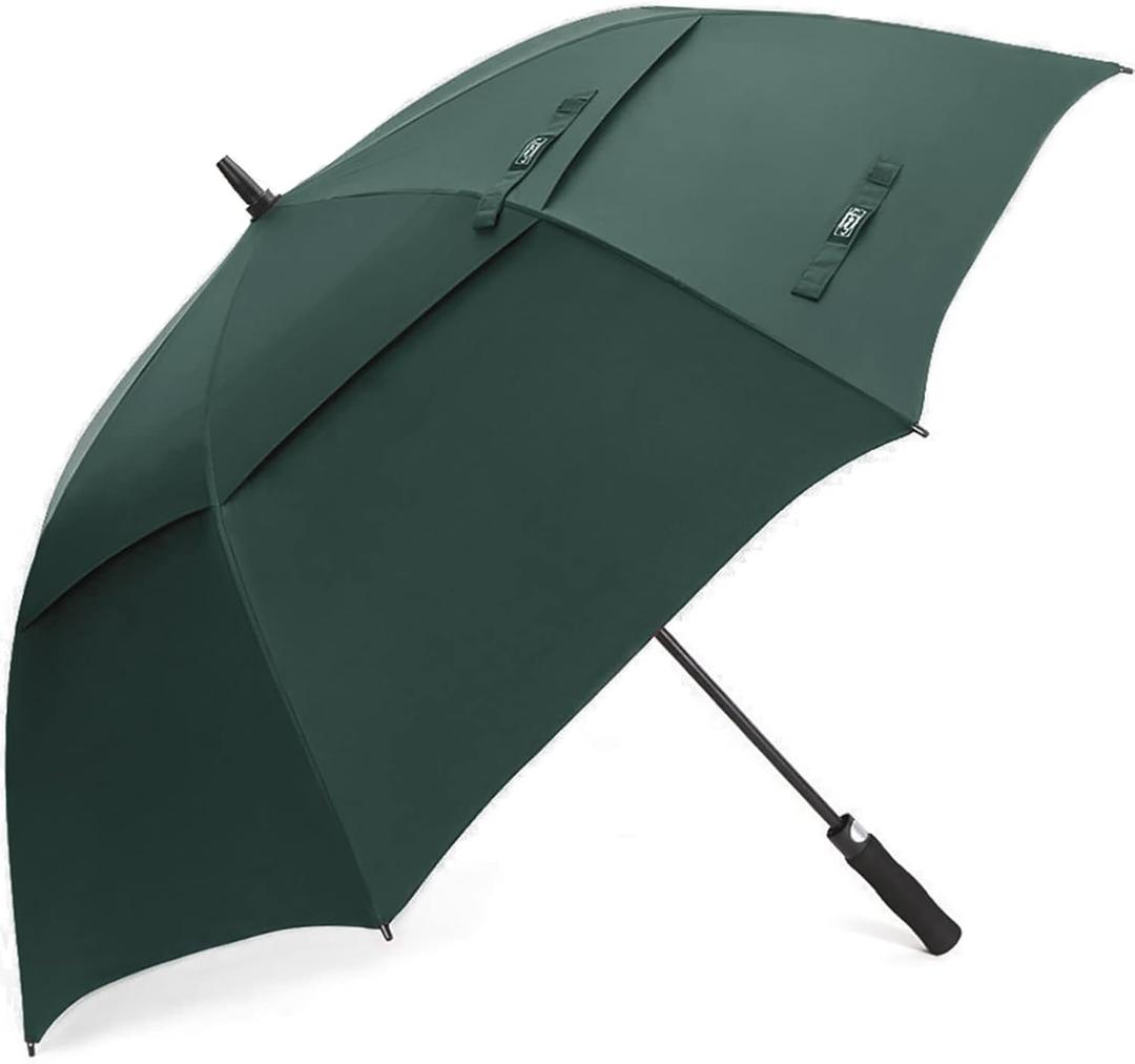 G4Free 68 Inch Extra Large Automatic Open Golf Umbrella Oversize Double Canopy Windproof Waterproof Stick Umbrellas(Dark Green)