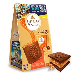 Ferrero Rocher Premium Caramel Hazelnut chocolate squares, Individually Wrapped Chocolates, Great for Sharing or Gifting, 3.7 oz (Best By: JUL 11 2026)