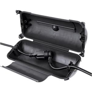 Flemoon Outdoor Extension Cord Safety Cover with Waterproof Protector Seal, Weatherproof Electrical Connection Box for Outdoor Outlets, Plugs, Sockets, Holiday Decorations, Power Tools, Black
