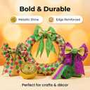 Mardi Gras Wired Ribbon, 6 Rolls 30 Yards Purple Gold Green Glitter Metallic Edge Stripe Ribbon for Mardi Gras Wreath Bows, Masquerade Party Decoration,2inch