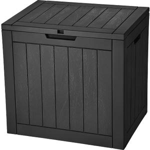 YITAHOME 30 Gallon Deck Box Outdoor Storage Box, Waterproof Resin Package Delivery and Storage Box with Lockable Lid for Patio Furniture Cushions, Pool Accessories, Garden Tools, Black