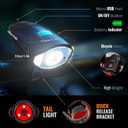 Bike Lights Set with Horn 1400LM USB Rechargeable Bicycle Headlight & Tail Light & Horn Waterproof 3 Lighting Modes Fits Bicycles for Road and Mountain