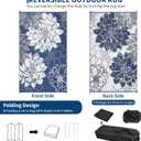 COZYLOOM Large Outdoor Rugs 9x18 Waterproof Plastic Straw Rug for Patio, Reversible Modern Flower Camping Rug with Portable Bag & Stakes, Foldable & UV Resistant, Outdoor Carpet for Yard Deck, Navy