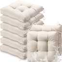 Vercraft 8 Pcs Outdoor Chair Cushions for Patio Furniture Wicker Chair Seat Cushion with Ties 18x18inch Square Water Resistant Tufted Seat Floor Pillows Dining Indoor(Beige), 18 x 18 x 4.72 inches