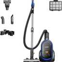 Eureka Bagless Canister Vacuum with Washable HEPA Filter, 16KPA Suction for Carpets/Hard Floors, Compact Design with 3 Cleaning Tools, 2-Motor Household Vacuum, Lightweight and Easy Maneuverable (Indigo Blue)
