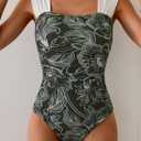 B2prity Womens One Piece Swimsuit Retro Square Neck Tummy Control Bathing Suits Ruched Modest Full Coverage Swimwear (XXL)