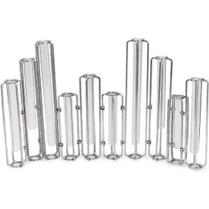 Two's Company Silver Lavoisier Set of 3 Hinged Flower Vases with Antiqued Silver Leaf Finish - Metal/Glass, MIN106-S